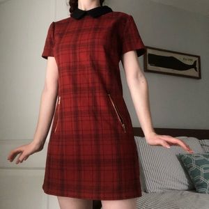 Red plaid dress with pockets
